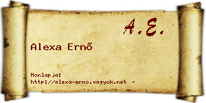 Alexa Ernő névjegykártya